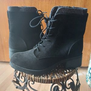 Black faux suede boots
